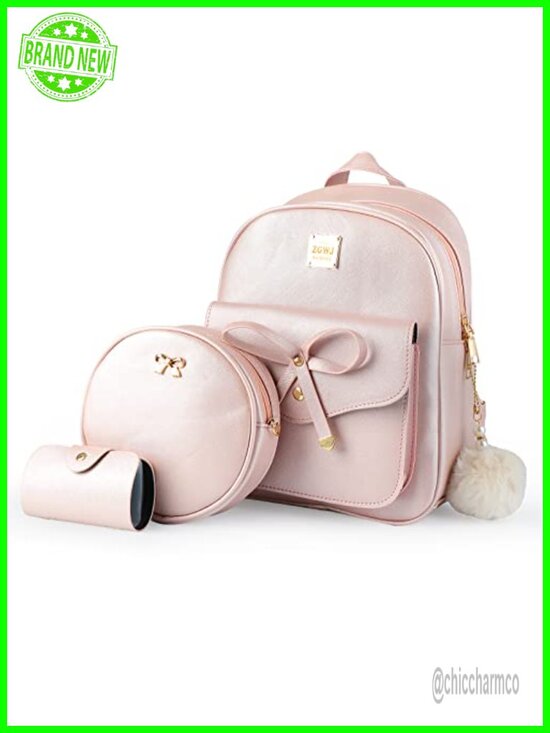 Mini 3-Piece PU Leather Backpack Set with Crossbody Bag & Card Wallet main image 5